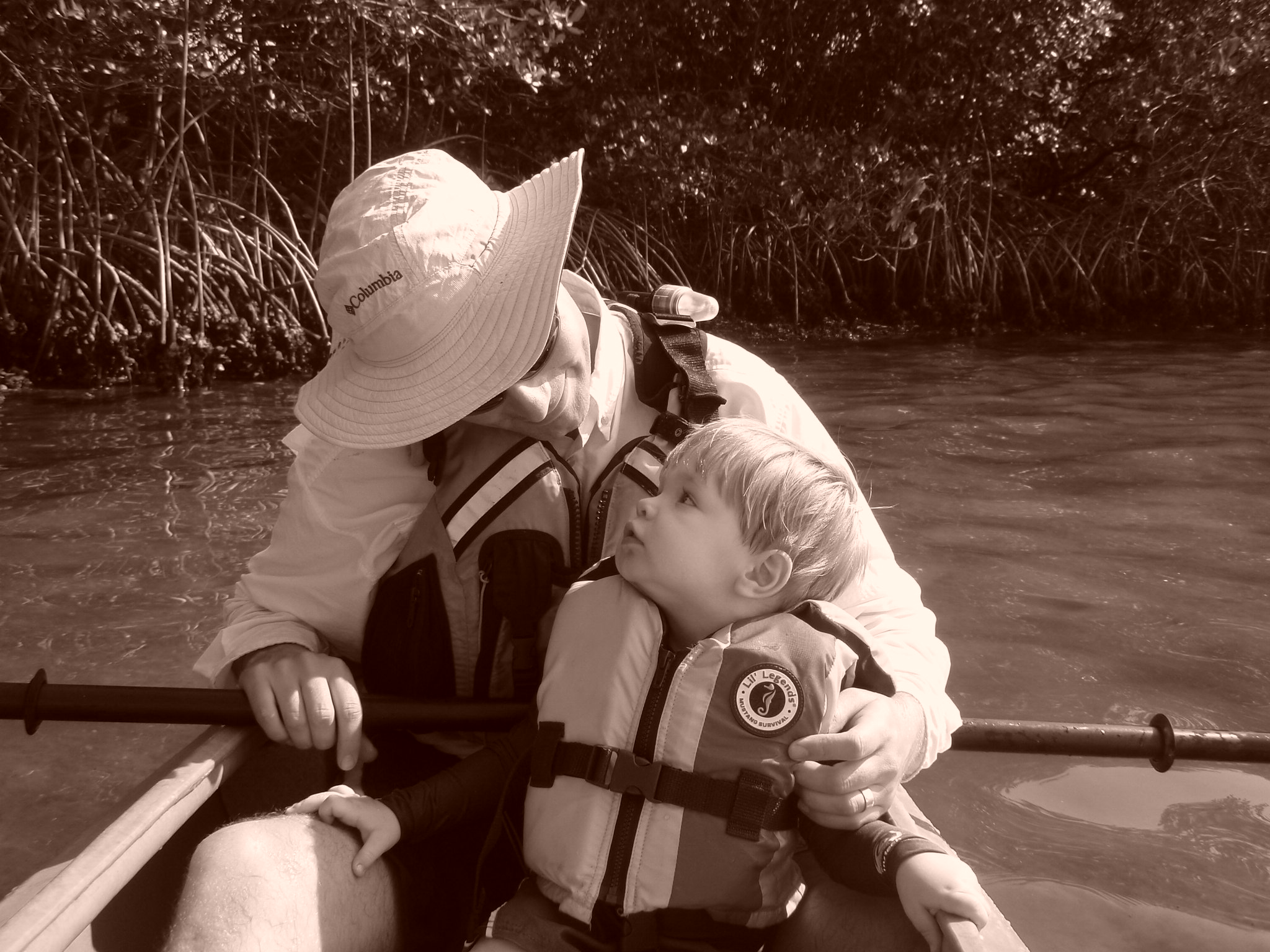 Jeffrey Fabiszewski and son Tyler together in a kayak during a family outing
